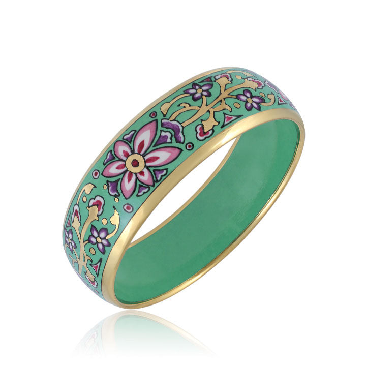 ART NOUVEAU gold plated green fine porcelain bracelet