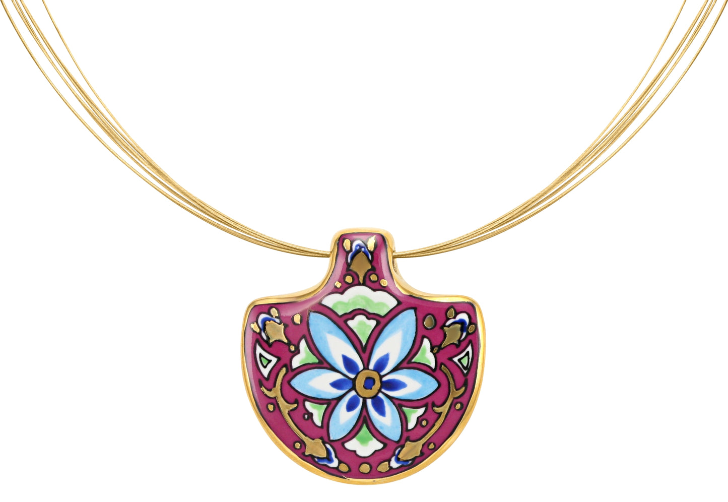 ART NOUVEAU gold plated pur pur small fine porcelain pendant