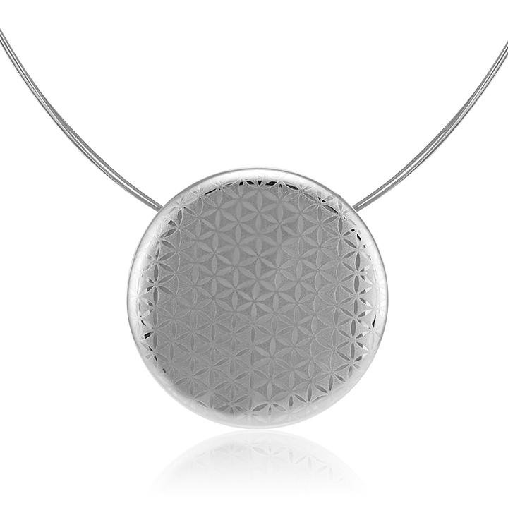 minimal 23 k platinum plated large round hand painted fine porcelain pendant 52 mm