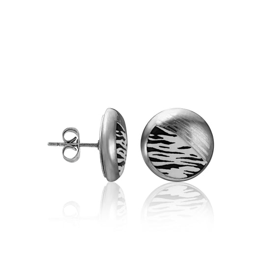ZEBRA platinum plated fine porcelain spot earring set