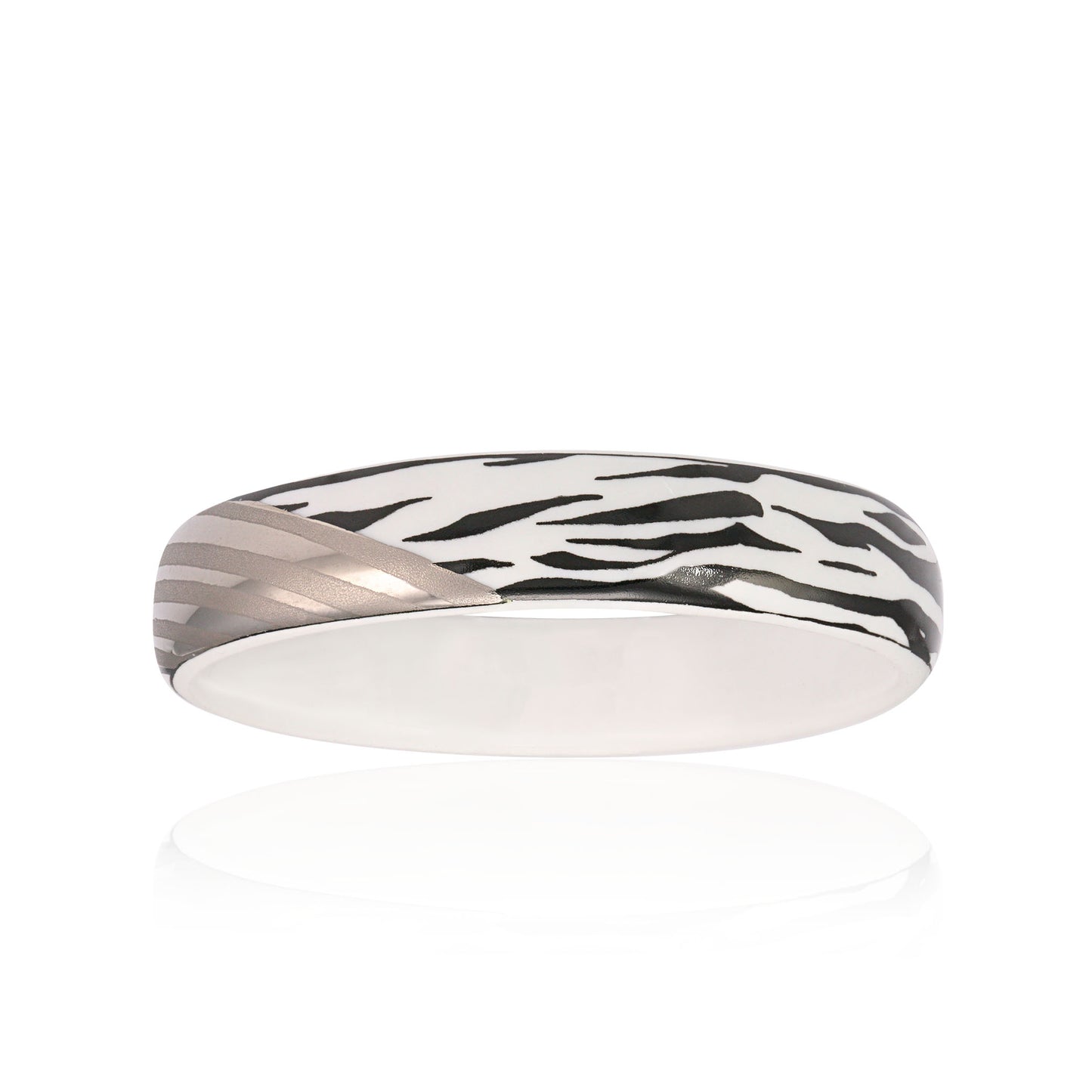 ZEBRA platinum plated narrow fine porcelain bracelet
