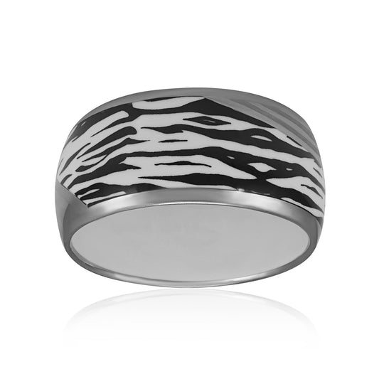 ZEBRA platinum plated wide fine porcelain bracelet