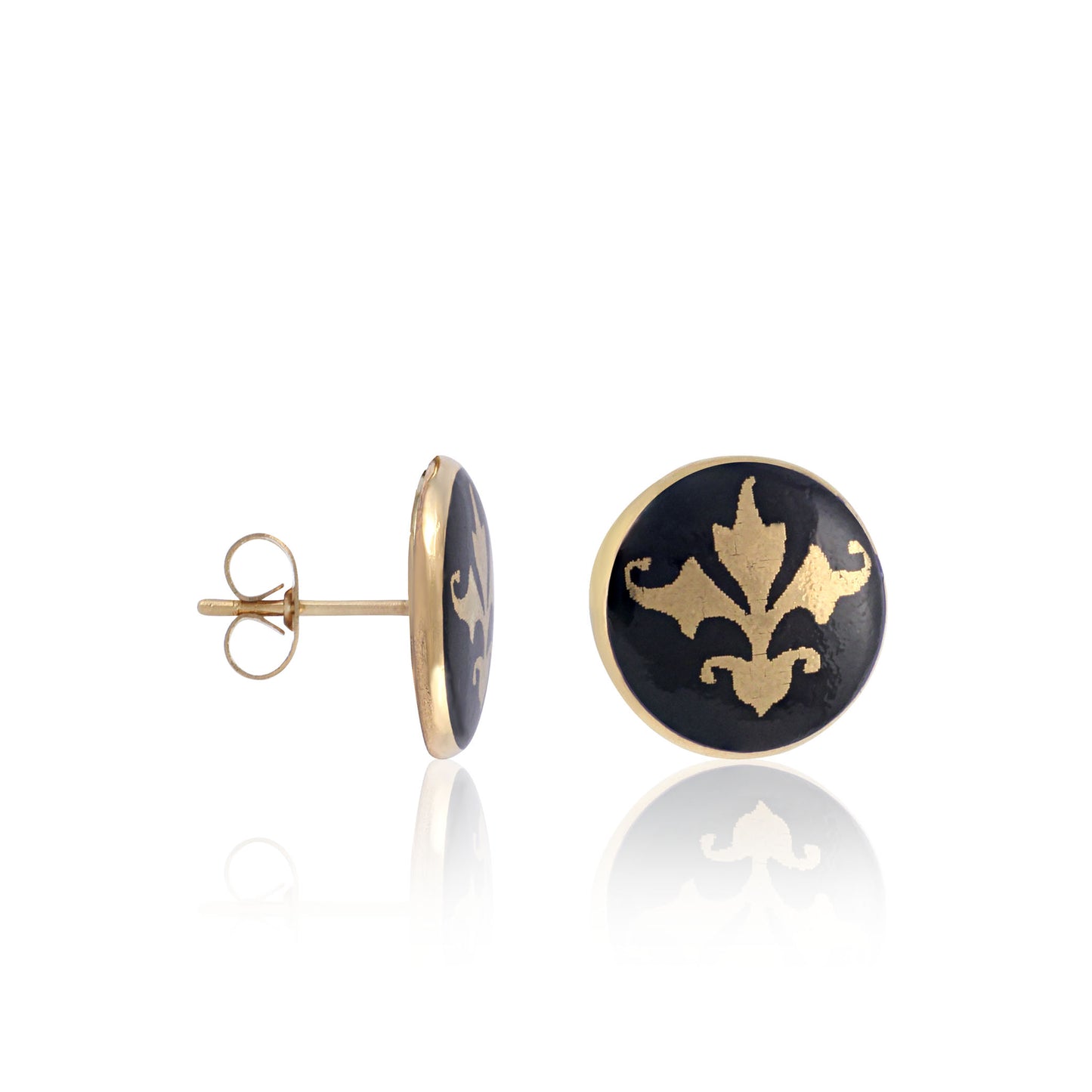 BAROQUE black gold plated fine porcelain earring set