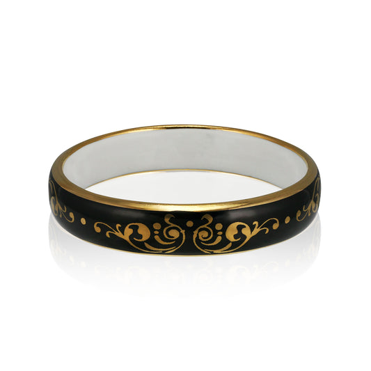 BAROQUE black gold plated fine porcelain bracelet