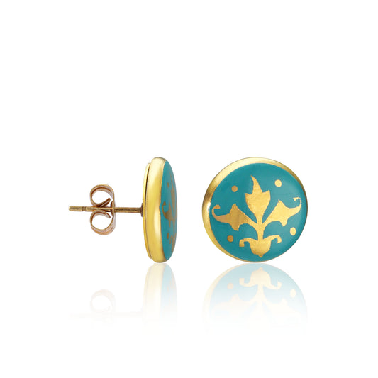 BAROQUE mint green gold plated fine porcelain earring set