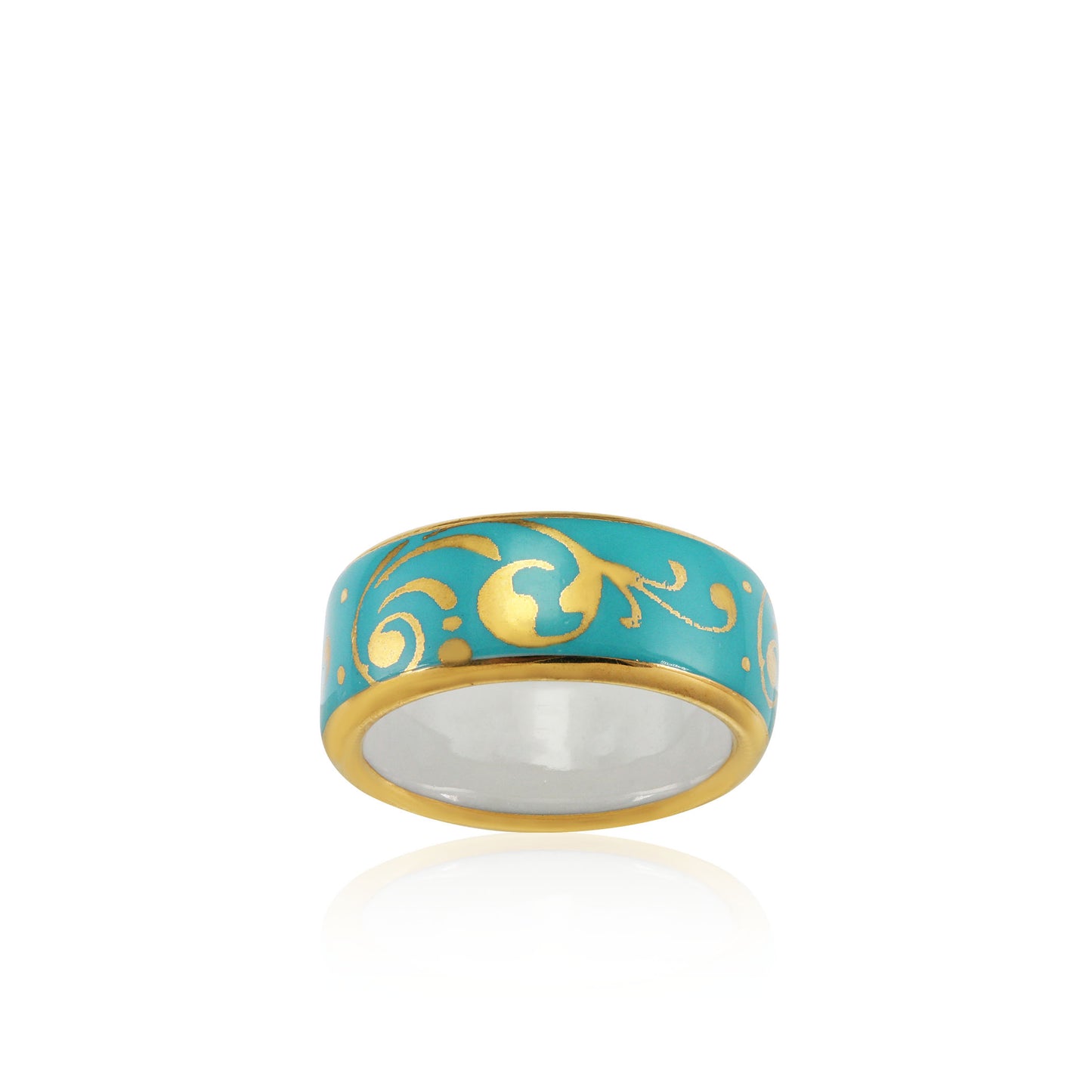 BAROQUE mint green gold plated fine porcelain ring