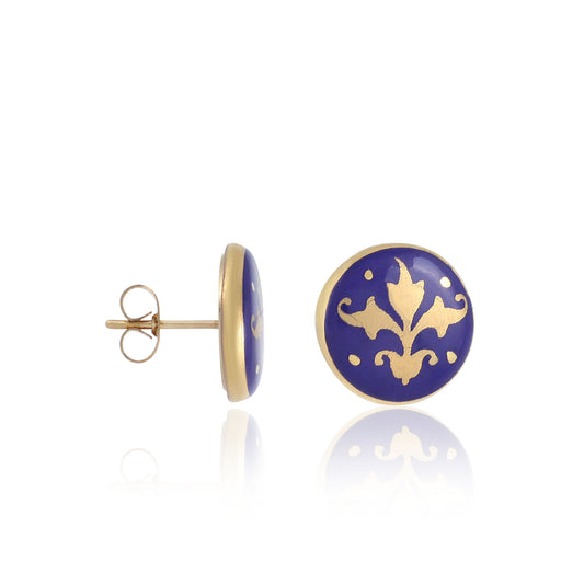 BAROQUE royal blue gold plated fine porcelain earring set