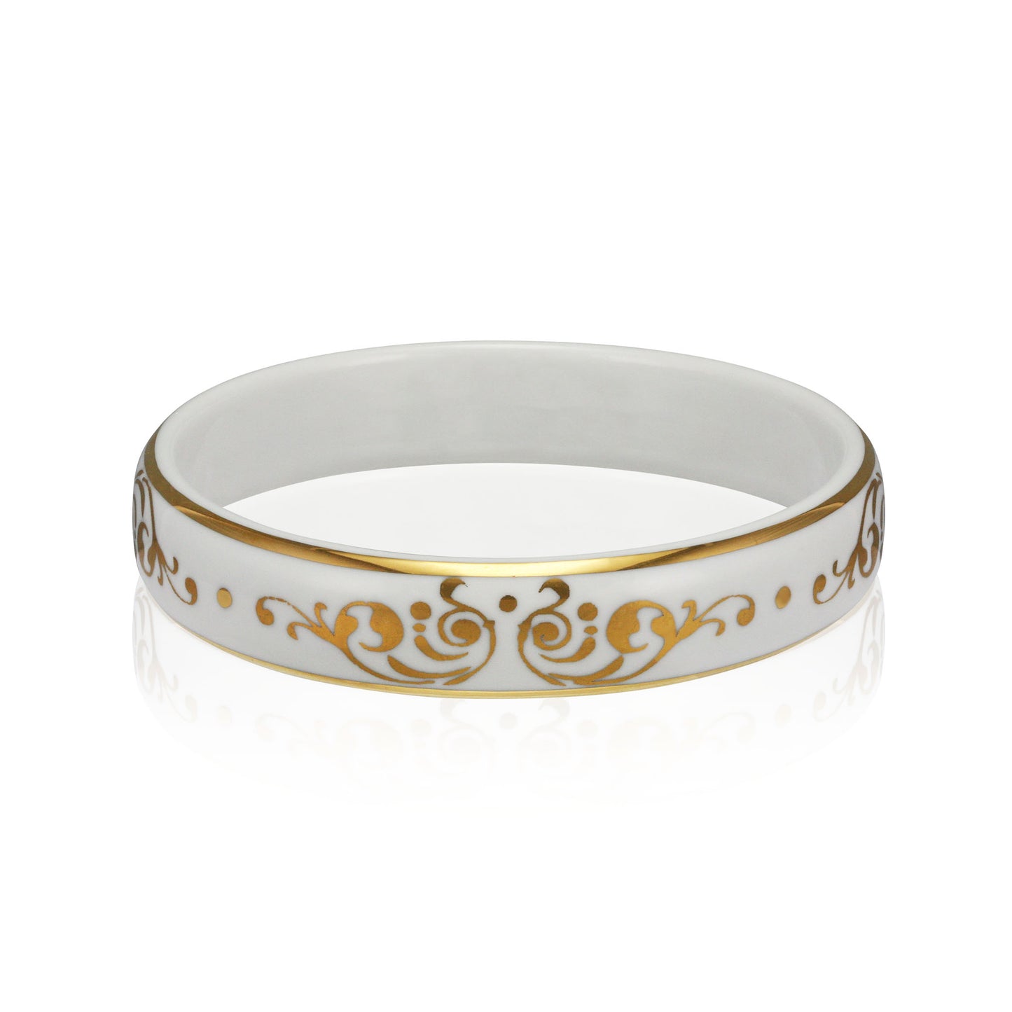 BAROQUE white gold plated fine porcelain bracelet