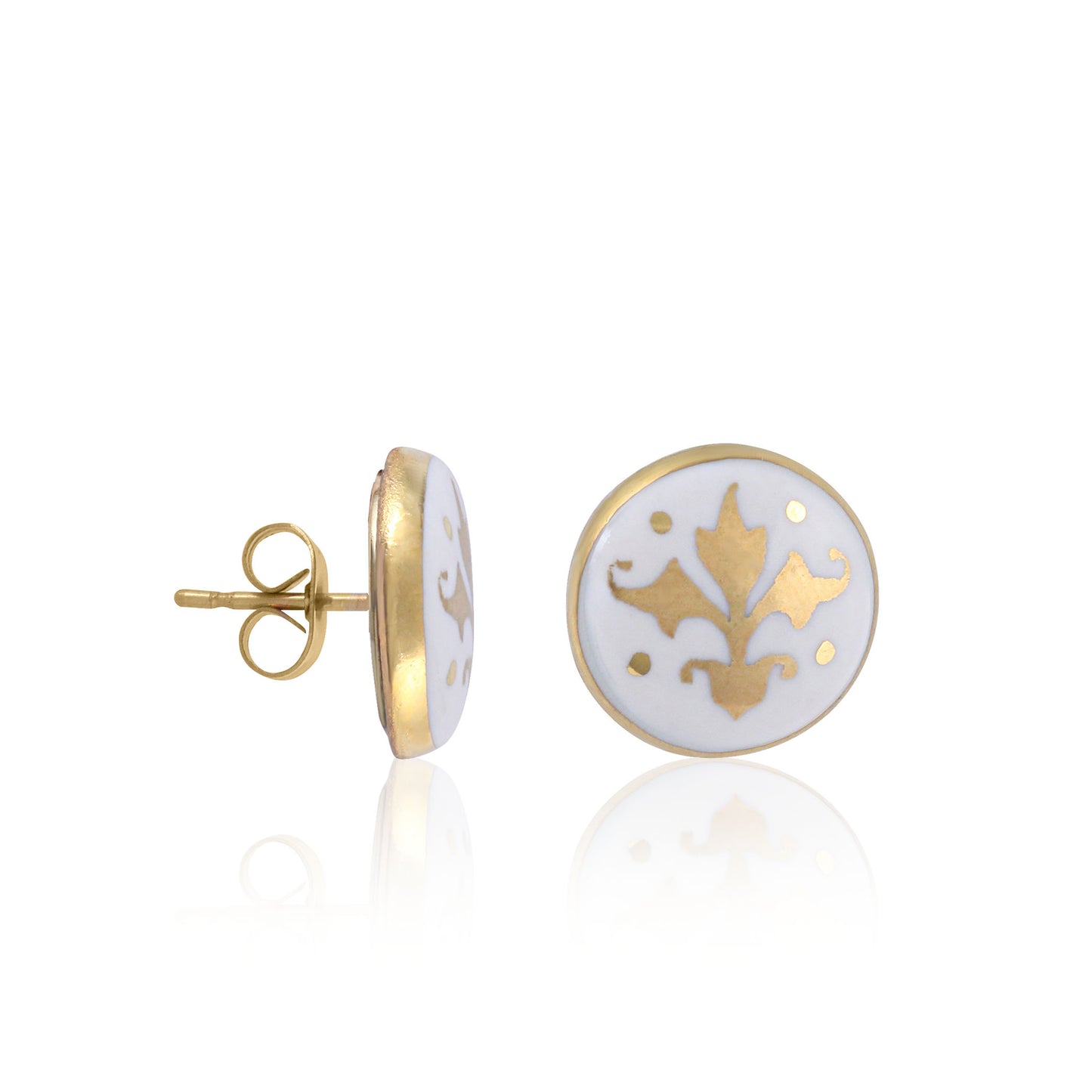 BAROQUE white gold plated fine porcelain earring set