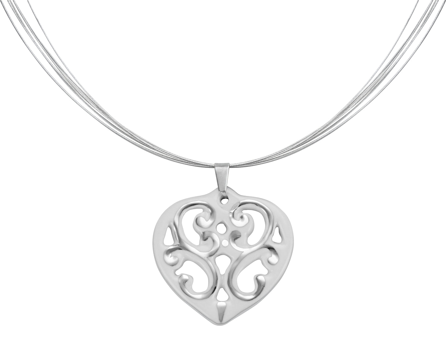 AERO white/platinum plated heart fine porcelain pendant