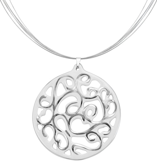 aero round white 23 k platinum plated large hand painted fine porcelain pendant with necklace 60 mm