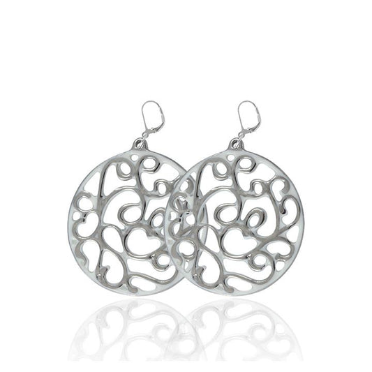 aero round white 23 k platinum plated small hand painted fine porcelain dangle earring set 40 mm