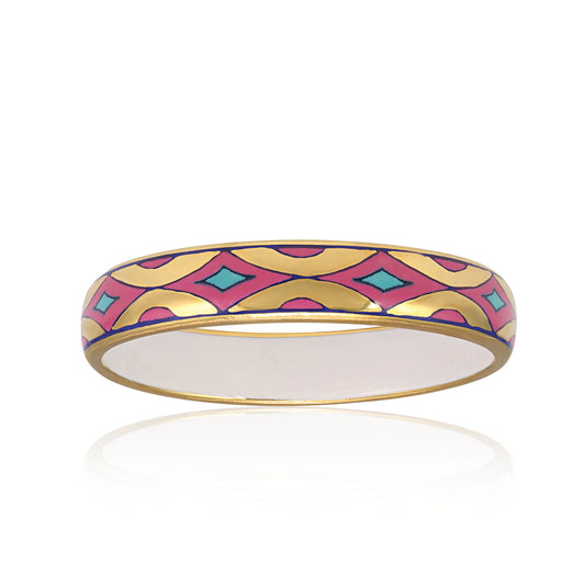 GOLD OF DESERT gold plated pink slim fine porcelain bracelet