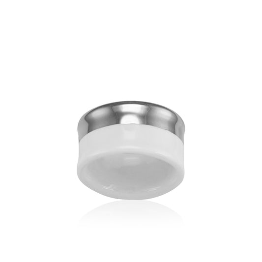 MINIMAL platinum plated white fine porcelain ring with silver