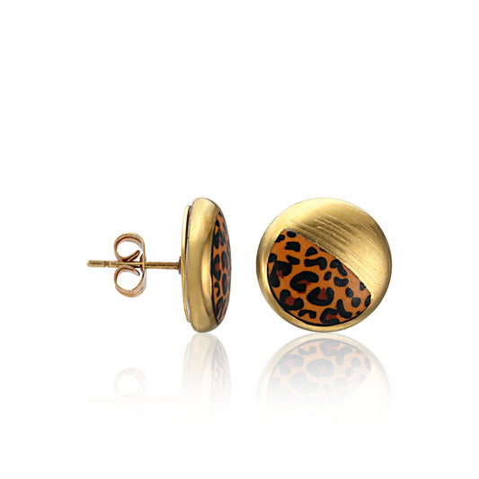 LEOPARD gold plated fine porcelain spot earring set