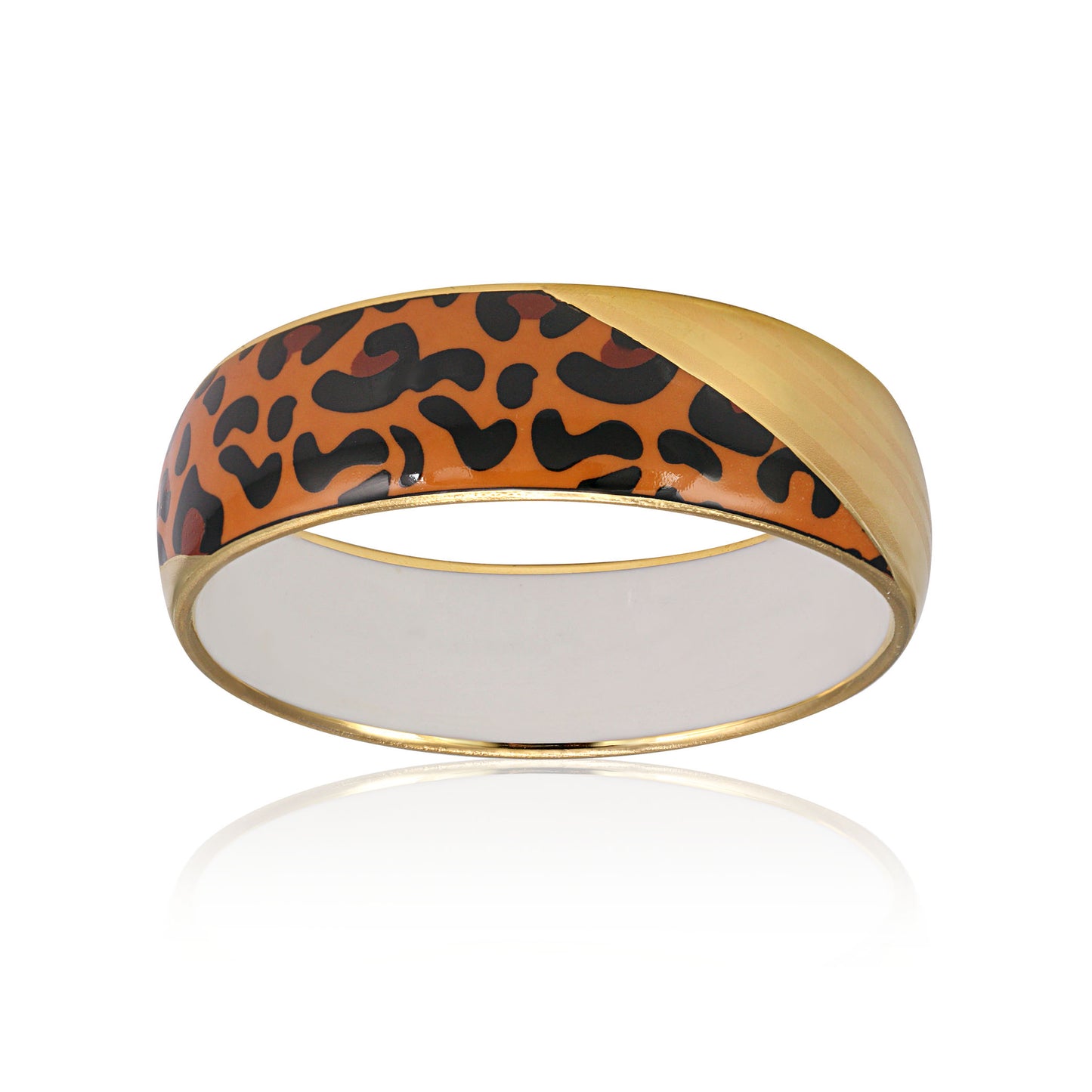 LEOPARD gold plated medium fine porcelain bracelet