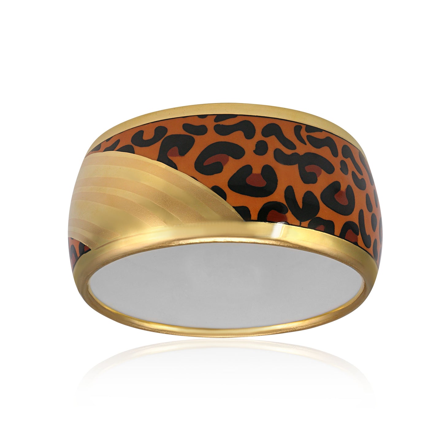 LEOPARD gold plated wide fine porcelain bracelet