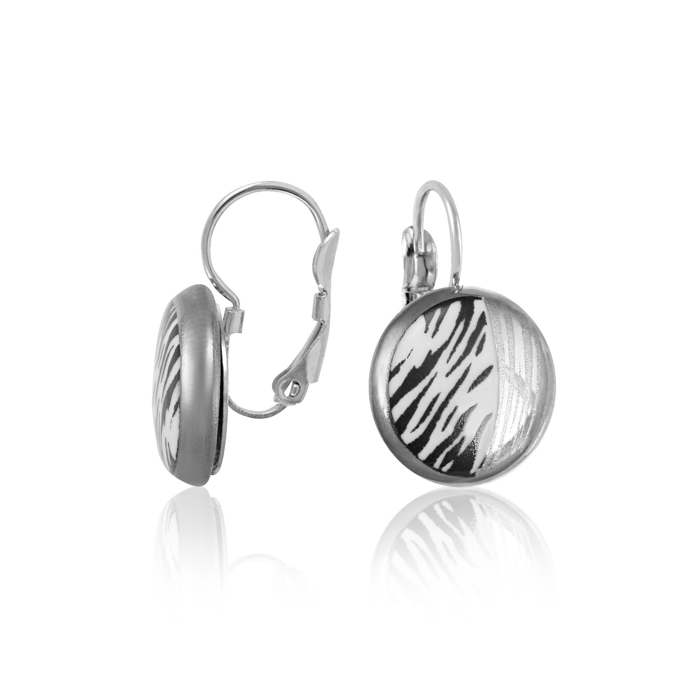ZEBRA platinum plated fine porcelain dangle earring set